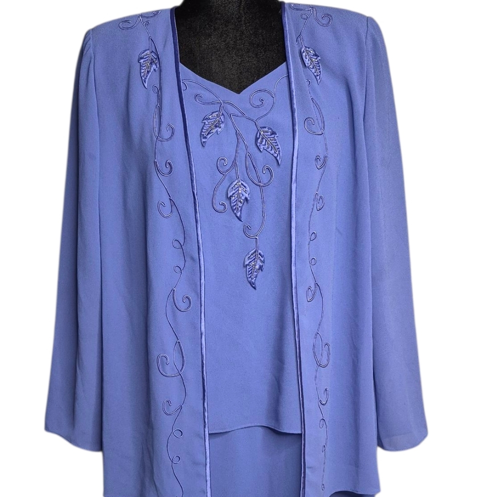 R&M Richards By Karen Kwong Elegant Purple Women's 2 Piece Dress Set (Plus Size) - Picture 9 of 10